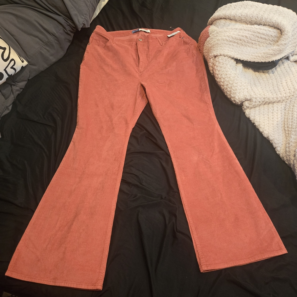 Old Navy Women's Wide Leg Corduroy Pants in Coral